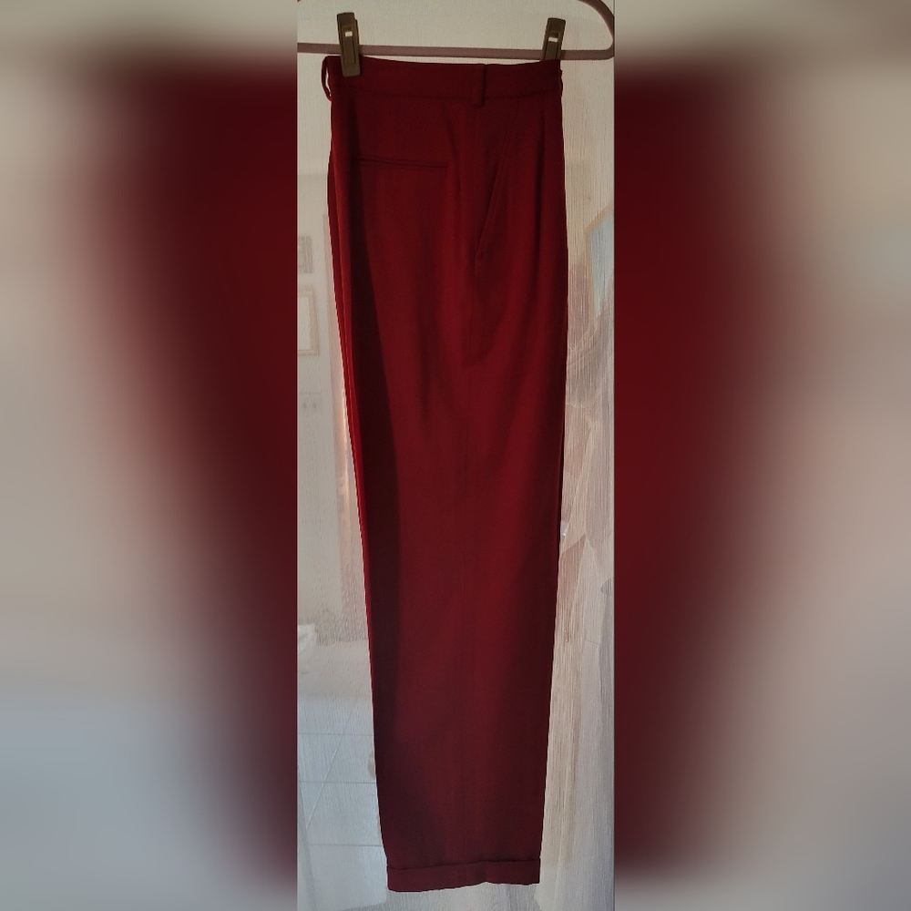 Ralph Lauren Brick Red, Cuffed Wool Pants - 12